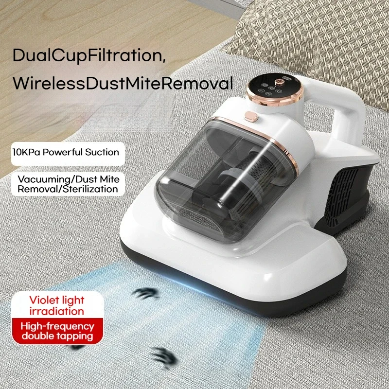 

2026 New Dual-Cup Mite Remover:10000Pa Suction UV Sterilization LED 3-Speed Double Dust Cup Ergonomic Handle