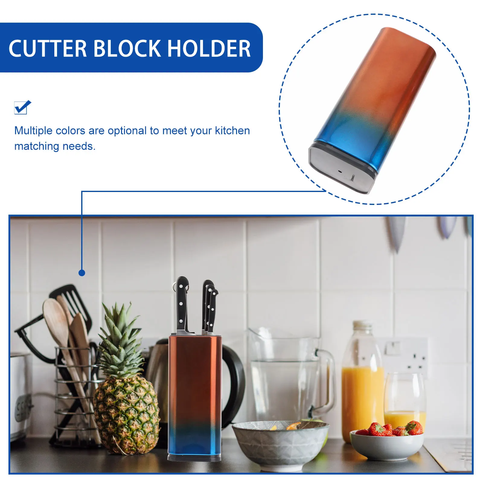 

Stainless Steel Knife Holder 8 Inch Large Capacity Kitchen Utensils Organizer Cutlery Forks Spoons Chopsticks Storage Bucket