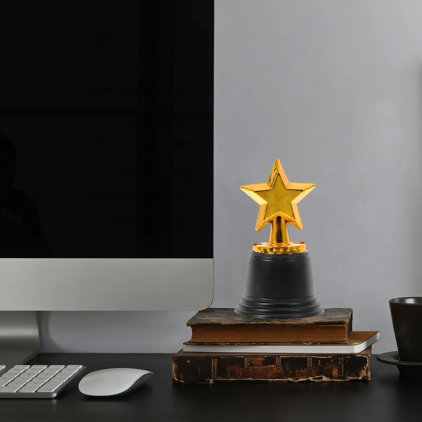 

6 Pcs Awards Plastic Trophy Gold Star Mini Number Trophies for Kids Black Childrens Staff