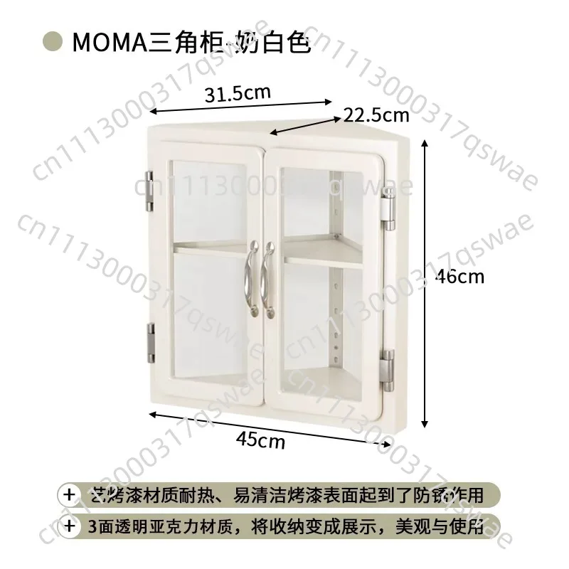 Retro metal triangular cabinet, corner storage cabinet, bedroom desktop embedded  display cabinet