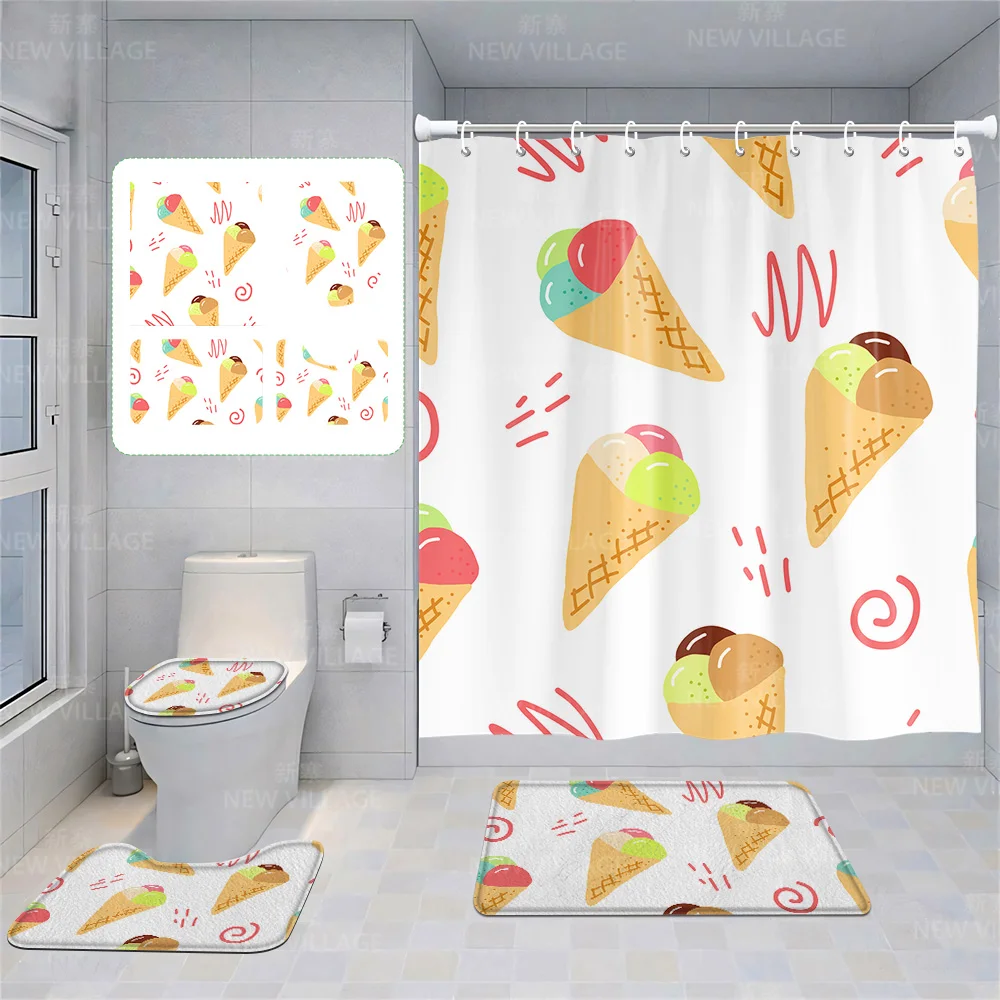 

Шторы для дома и душа, декоративные водонепроницаемые тканевые Нескользящие коврики для ванной, абсорбирующие современные занавески в скандинавском стиле, с забавной едой