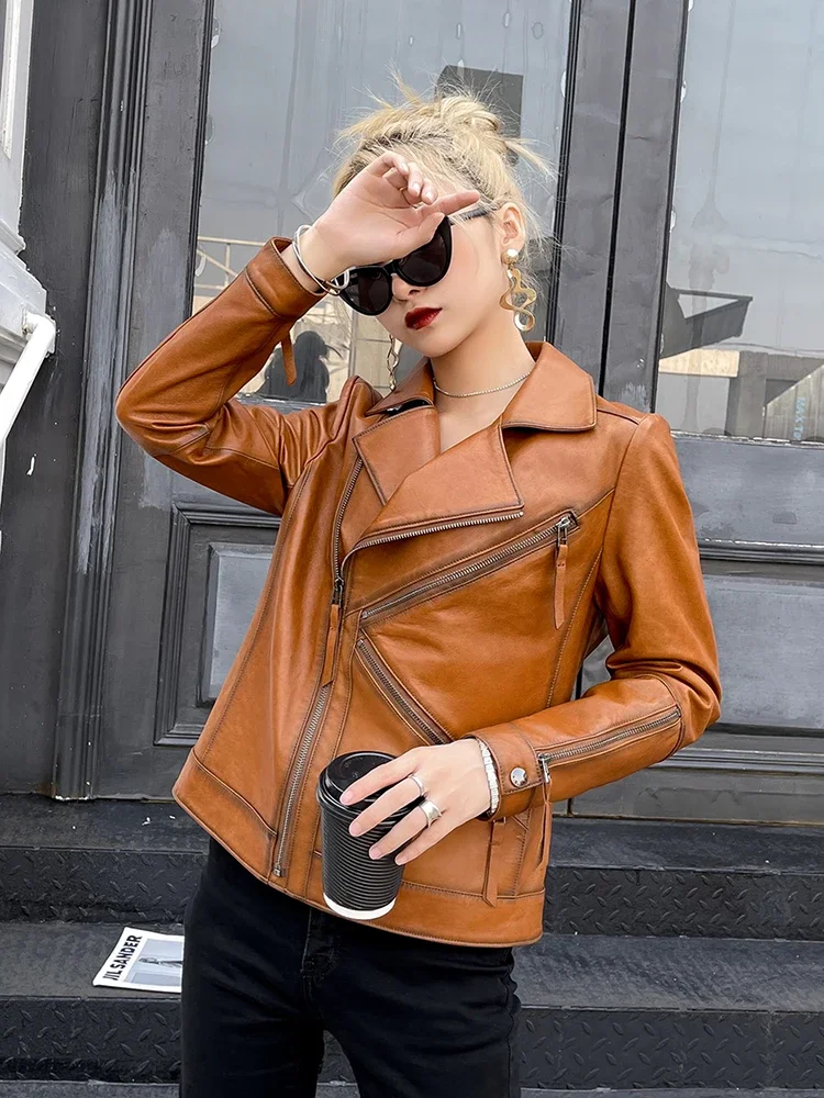 Tajiyane veste en cuir véritable femmes mince manteau en peau de mouton véritable vestes en cuir courtes pour femmes 2023 femmes manteau en cuir chaqueta