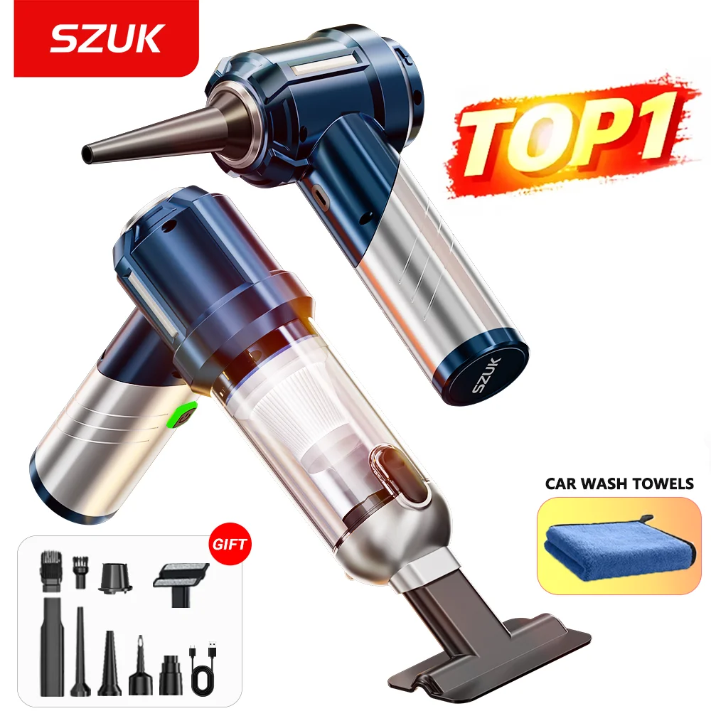 SZUK Powerful Mini Car Vacuum Cleaner 18000PA Foldable Handheld Cleaning Machine Strong Suction Portable Wireless Vacuum Cleaner