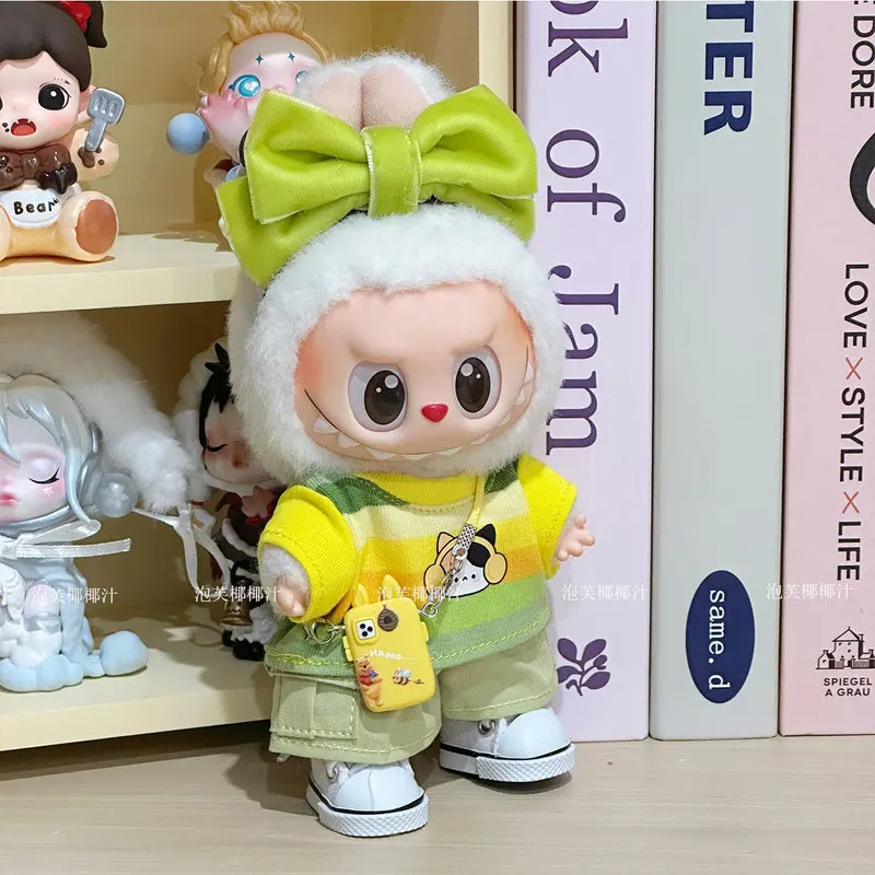 

One Two Three Generations Of 17cm Labubu Clothes Vinyl Blind Box Pendant Clothes Macaroon Dress Casual Suit