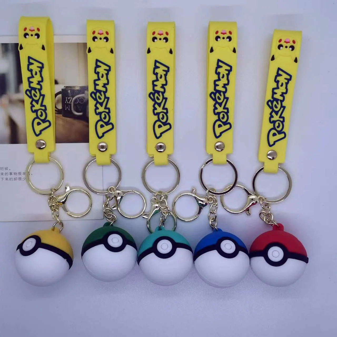 Cartoon Anime Pokemon Pikachu Poke Ball Keychain Keychain Model Car Keychain for Boys Girls Gifts