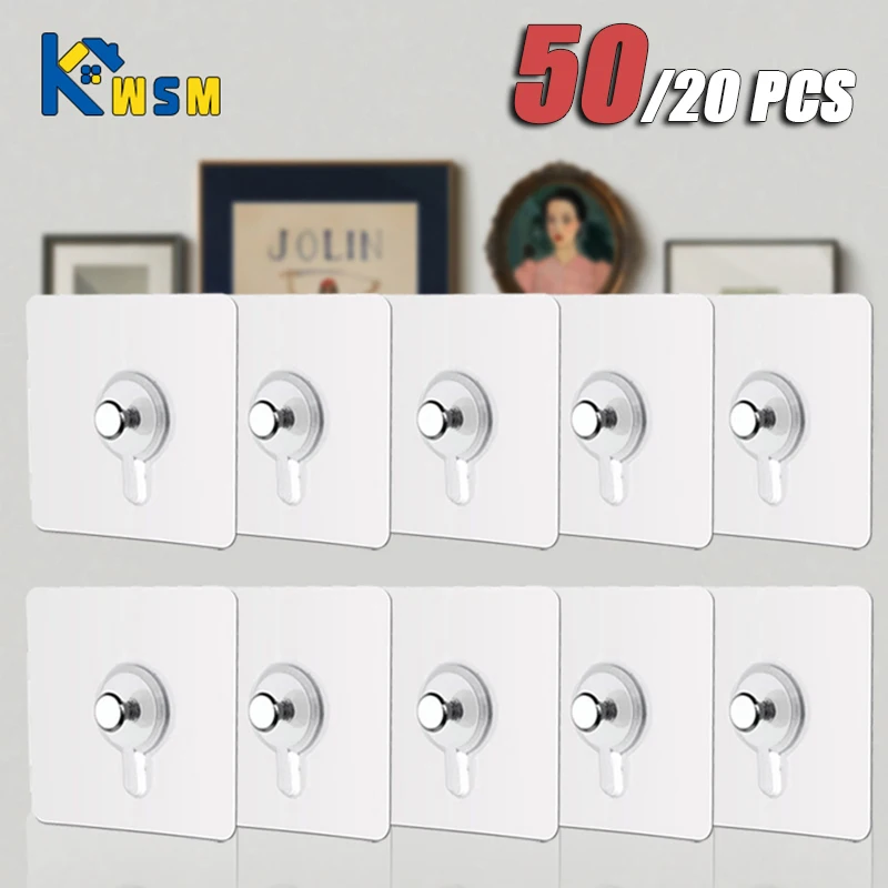 5/10/20/50 PCS Strong Adhesive Hooks Picture Frame Poster No Drilling Hooks Waterproof Kitchen Bathroom Accessories Screw Hooks