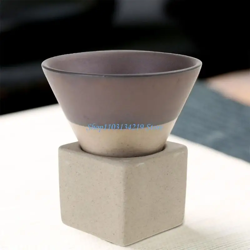 N5KC Pottery Coffee Mugs with Base 100ml Conical Porcelain-Cup Latte Ceramic Cups