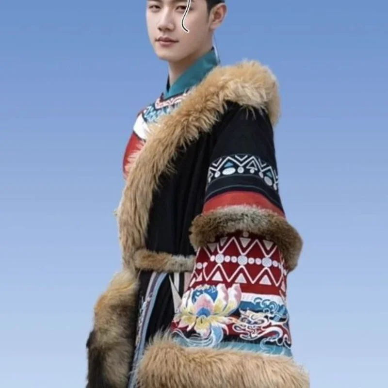 Bordado tibetano fotografia de viagem casal high-end moda roupas tibetanas conjunto de quatro peças