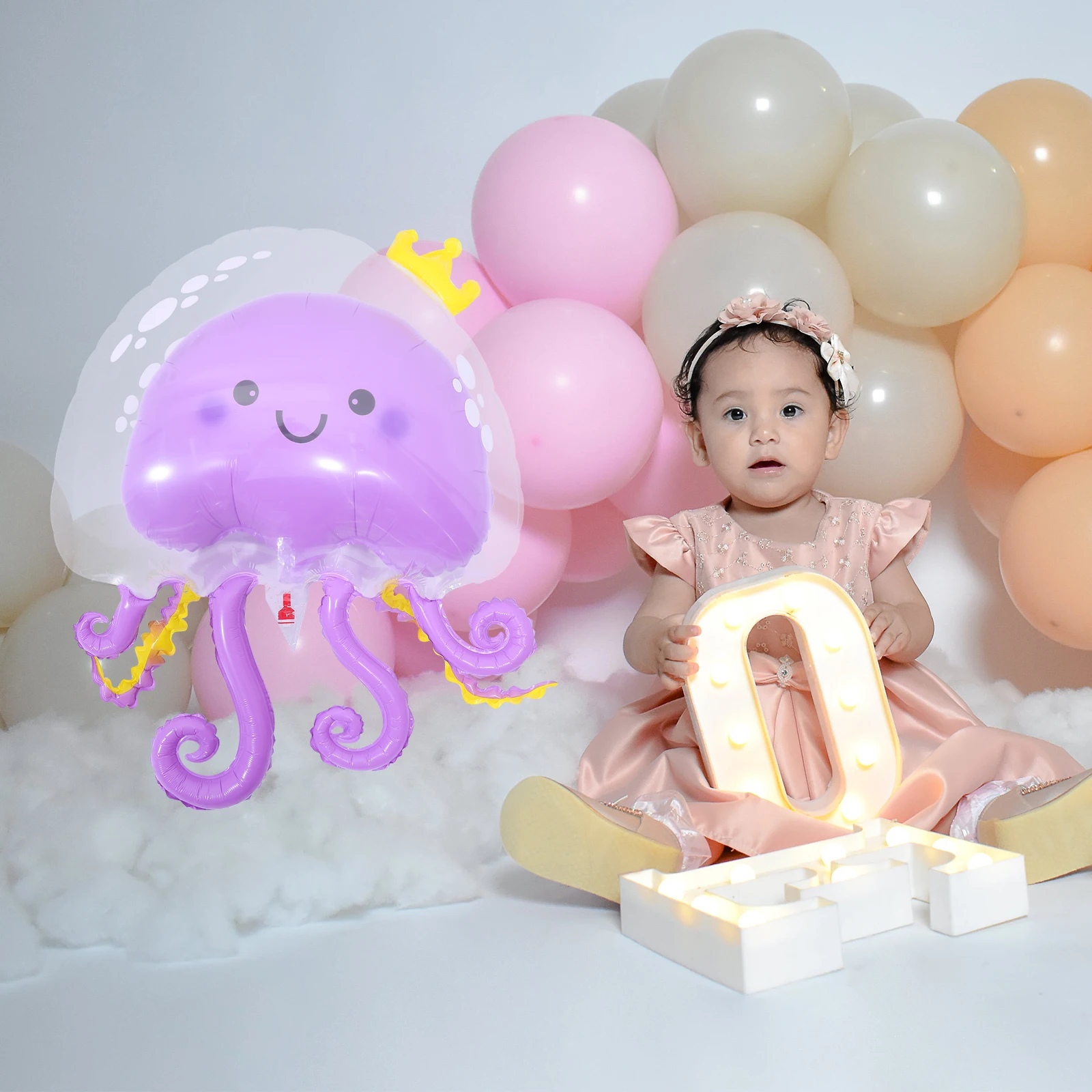 

5 Pcs Tricolor Jellyfish Balloons under The Sea Pe Birthday Decorations