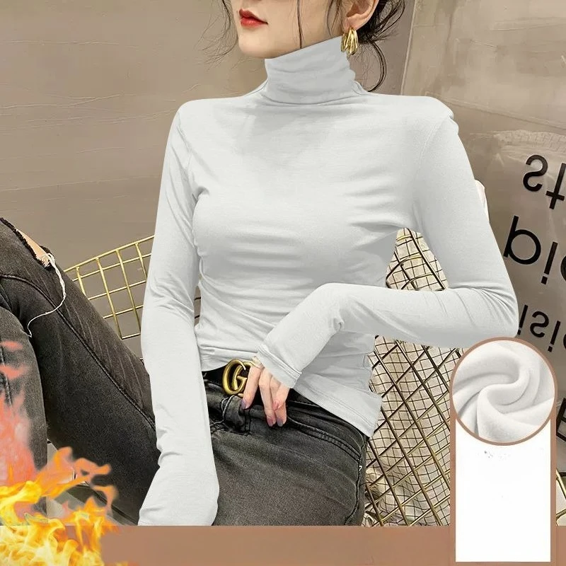 Women's Women Autumn  Turtleneck Pullover Sweater Elegant  Fashion Long-Sleeve Bottoming Top Slim Fit Heating Casual Knitwear