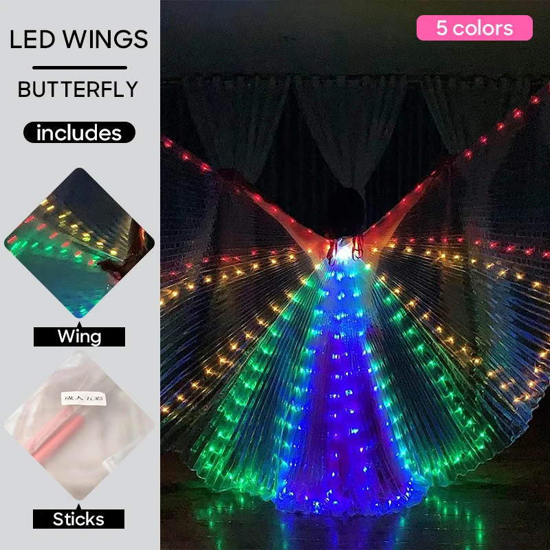 Belly Dance Accessories Led Wing Electric Butterfly Wings For Adult Led Lights Lamps Stage Performance Carnival Halloween