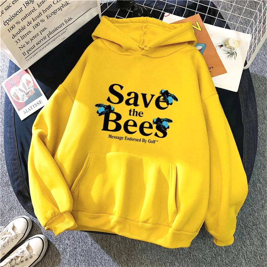

Hip Hop Cartoon Save The Bees Printed Women Hoodies Fashion Fleece Hoody Pullover Casual Female Fashion Sweatshirts Clothing