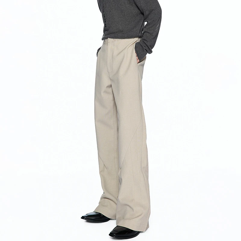 LUZHEN 2026 New Trendy Elegant Straight Tube Trousers Men Original Waist Embroidery Pattern Stylish Wide Leg Casual Pants JY9400