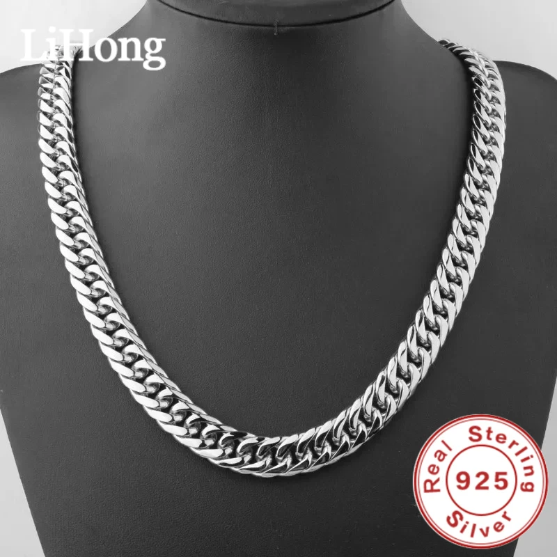 925 Sterling Silver 45-60cm 10mm Cuban Chain Necklace For Man Fashion Jewelry Trend Personality Hip Hop Trendsetter Accessories
