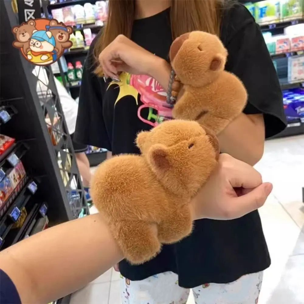 

Creative Plush Capybara Slap Bracelets Cartoon Stuffed Dolls Animal Clap Ring Huggers Slap Toy Kids Gift