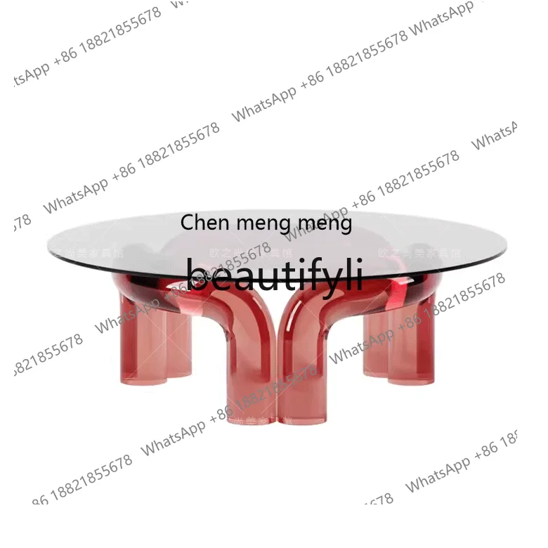

Italian minimalist design tea household living room coffee table small apartment art round acrylic coffee table H