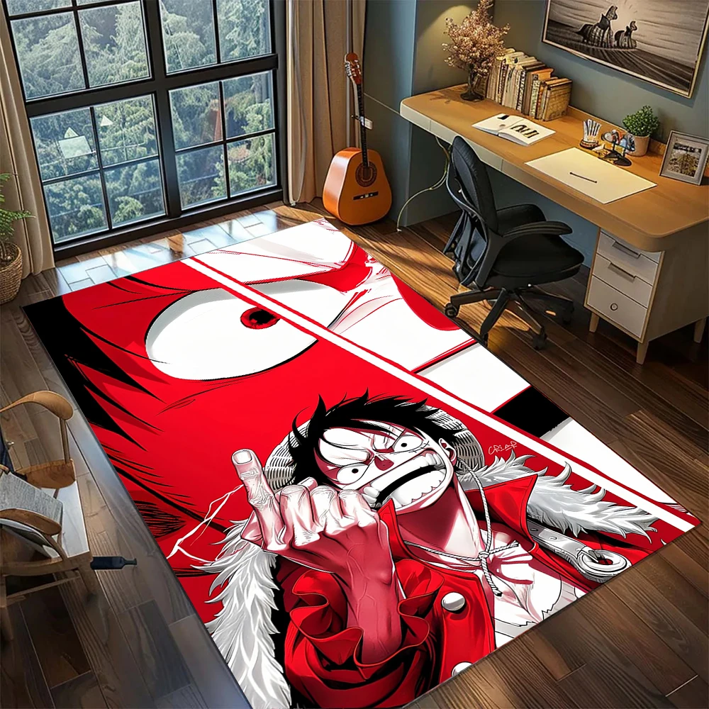 Minimalistischer Luffy Strohhut Totenkopf-Teppich Großer Flächenteppich Rutschfester Waschbarer Bodenteppich Gamer-Zimmer Schlafzimmer Heim-Dekoration