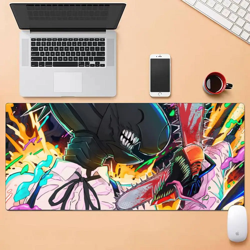 Anime Chainsaw Man Mauspad, mehrere Größen, groß, quadratisch, für Computer, Büro, Spiel, Tischsets, Gummi, rutschfeste Mauspads