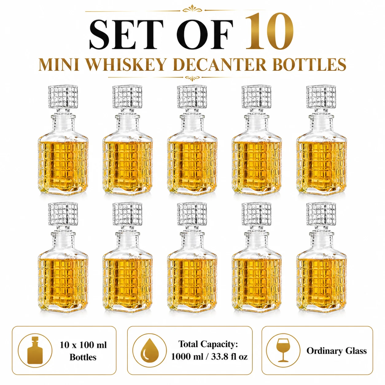 10-pack mini whisky decanters, - Bottle Stopper Set recensie en prijs