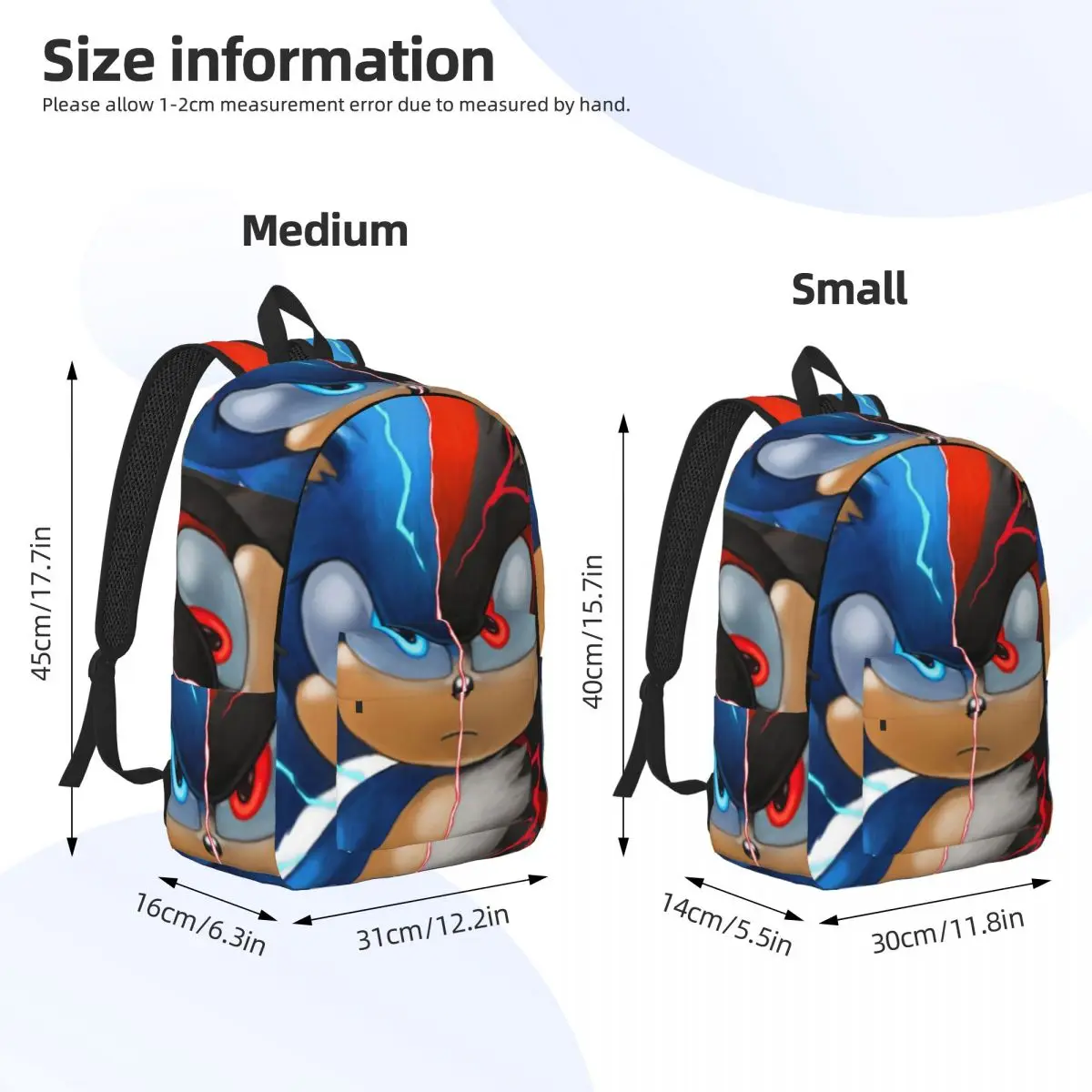 Sonic Shadow Backpack Daypack Large Capacity Kids BookBag School Bag Shoulder Bags for Men Women