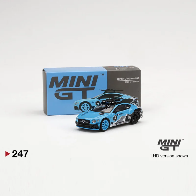 Modelo a Escala 1:64 del Bentley Continental GT Snow de Pikes Peak con Portaequipajes, Miniatura de Aleación Fundida a Presión, Recién Llegado en Stock
