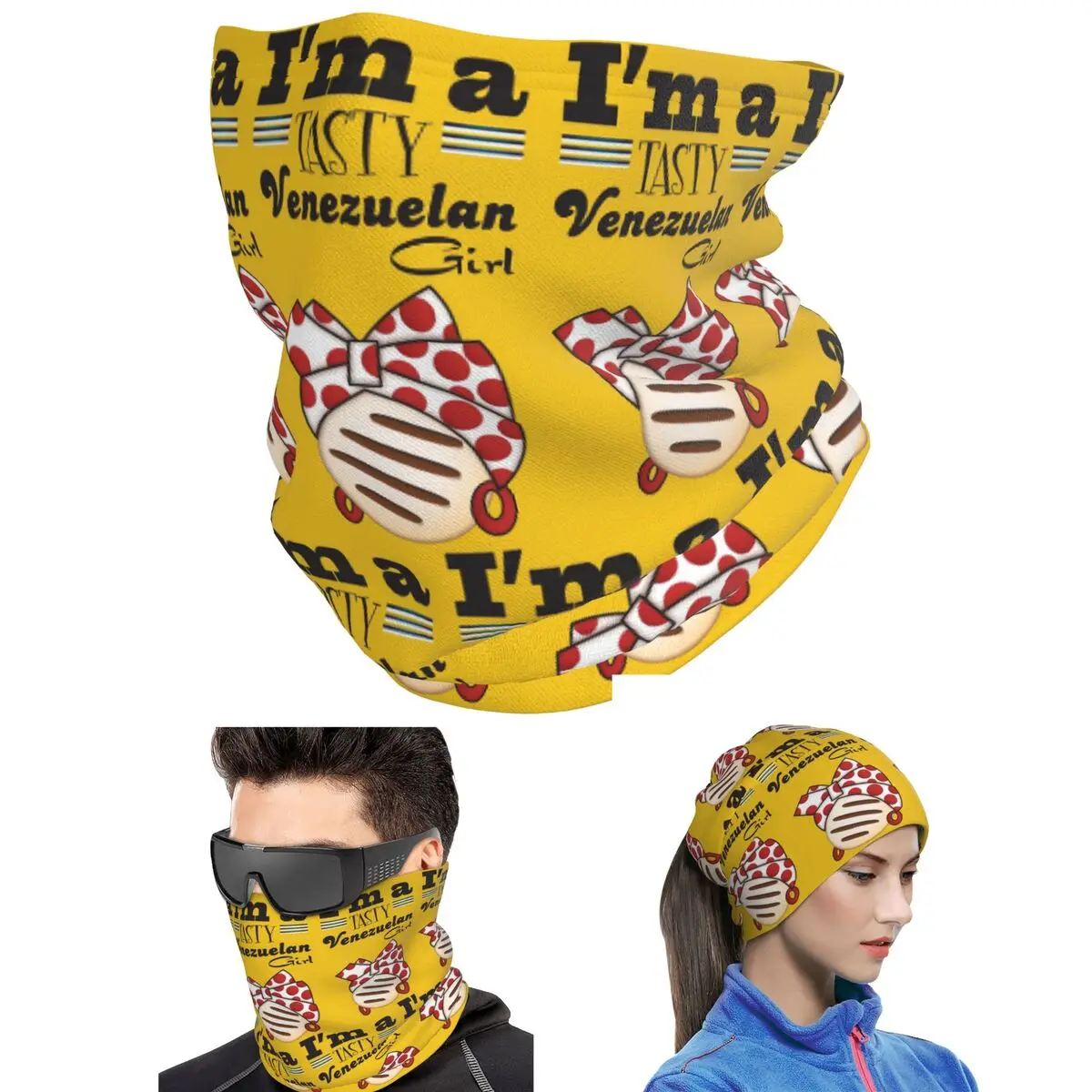 Arepa Venezuela Im A Tasty Venezuelan Girl Bandana Neck Gaiter Wrap Scarf Multi-use Headwear For Men Women Adult Breathable