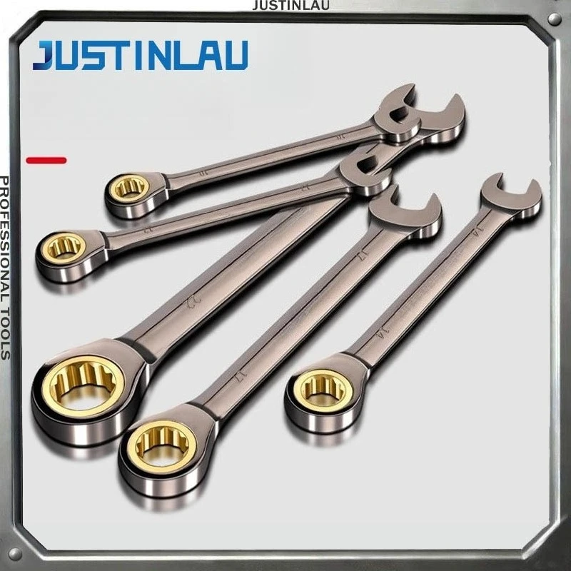 JUSTINLUA 1PC 11-32mm Adjustable Torque Universal Ratchet Wrench Suitable for Bicycle Motorcycle Car Repair Tool Mechanical Tool