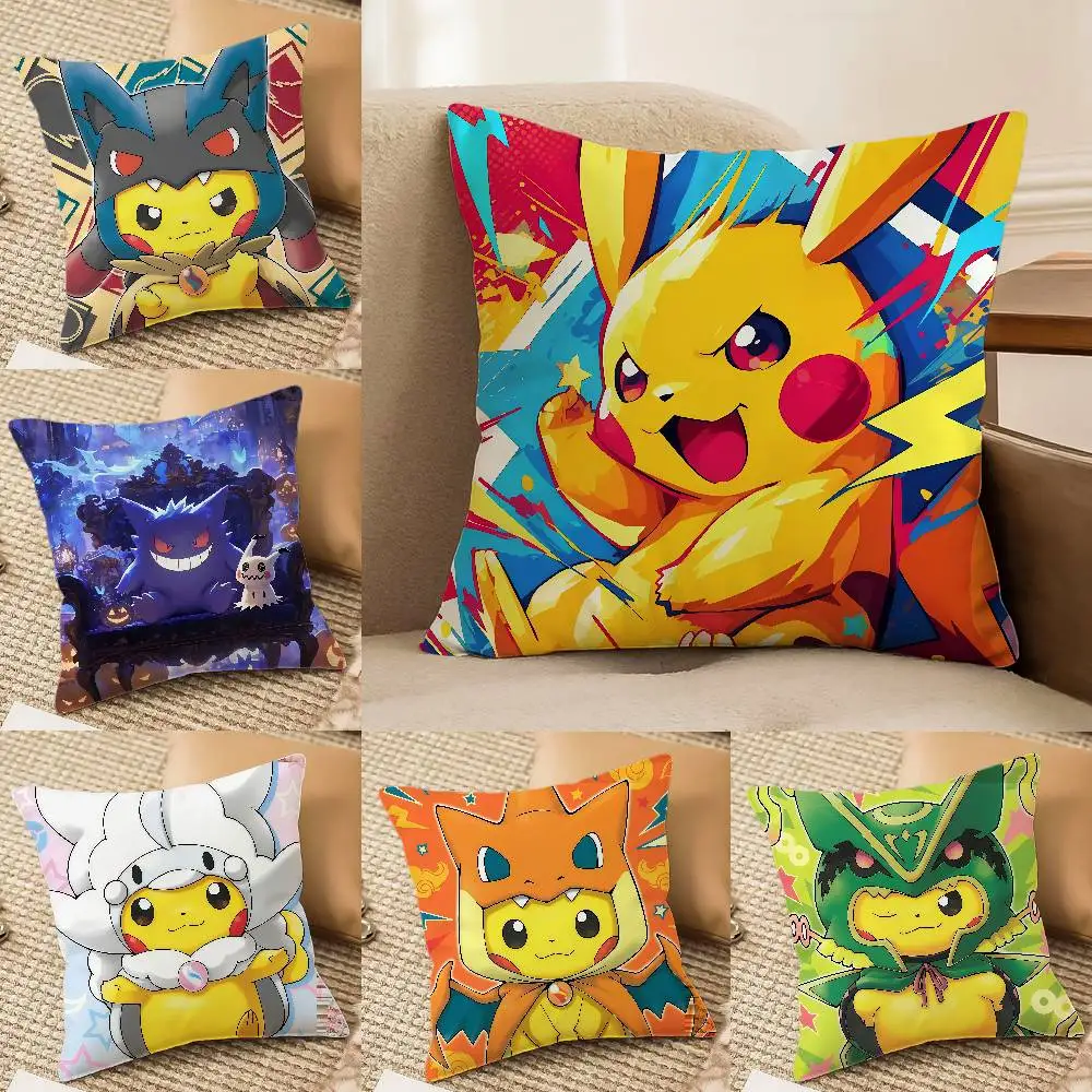 Pokemon Battle Legends Anime Plush Pillow Cover Soft Short Plush Cushion Cover For Sofa Bedroom Home Decor Gift