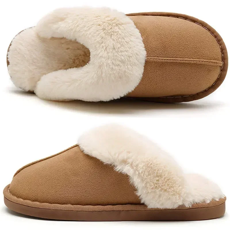 Winter Cotton Slippers Comfortable Home Shoes Fashionable Plush Neckline Warm Shoes Indoor Winter Cotton Slippers