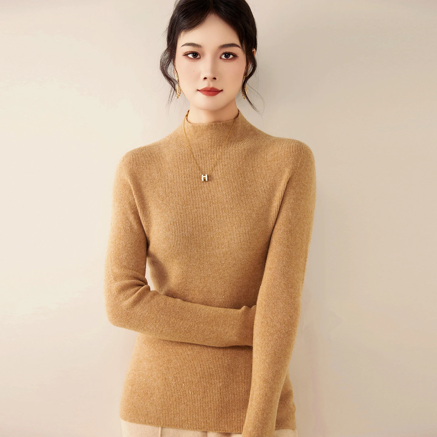 

Свитер женский тренд, популярная зимняя одежда 2025 года, топ с длинными рукавами и круглым вырезом, женская одежда из искусственного кашемира, пуловер, блузка