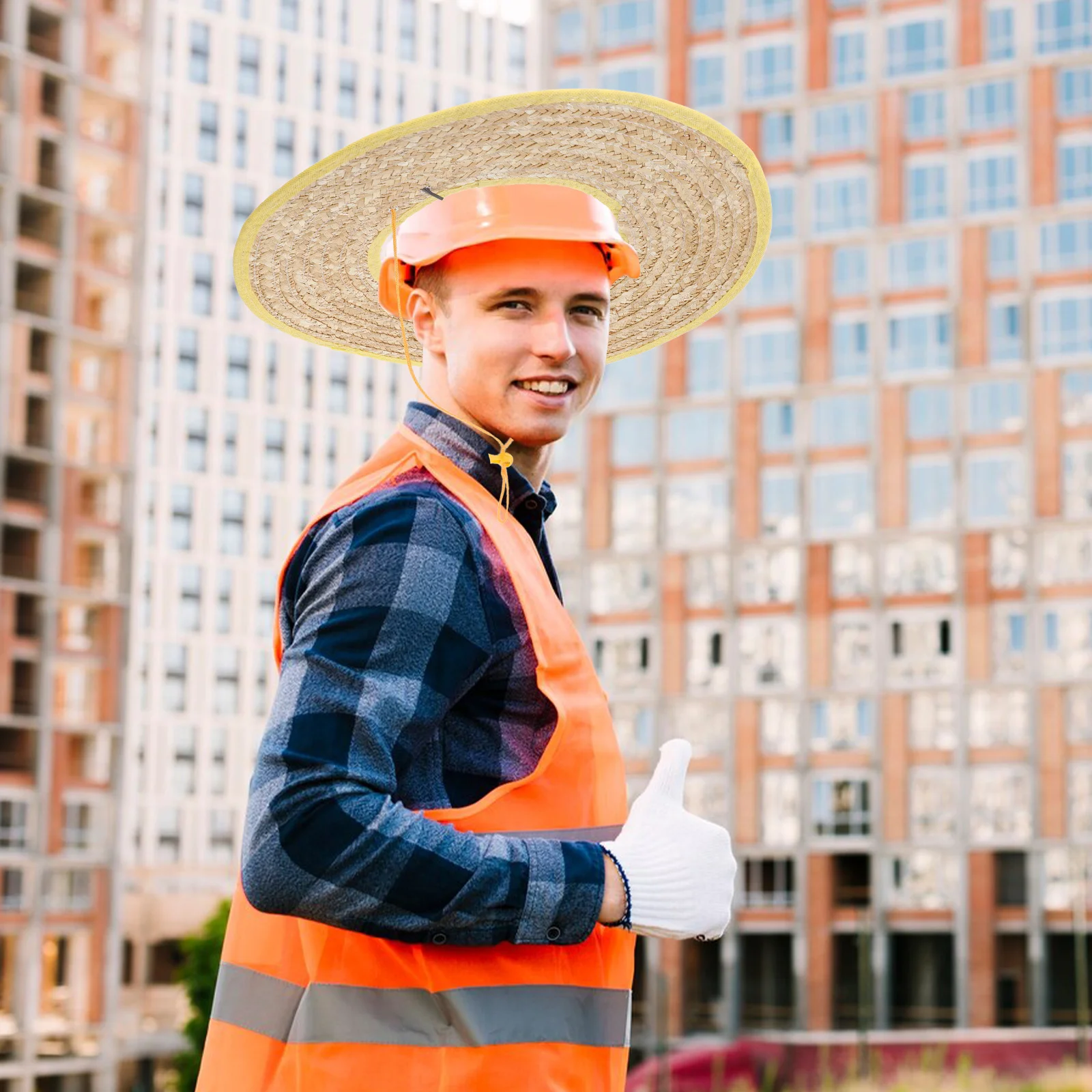 

2pcs Hard Hat Sun Shade Straw Full Brim 45cm Diameter Lightweight Durable Gardening Building Cycling Outdoor SafetyHelmet