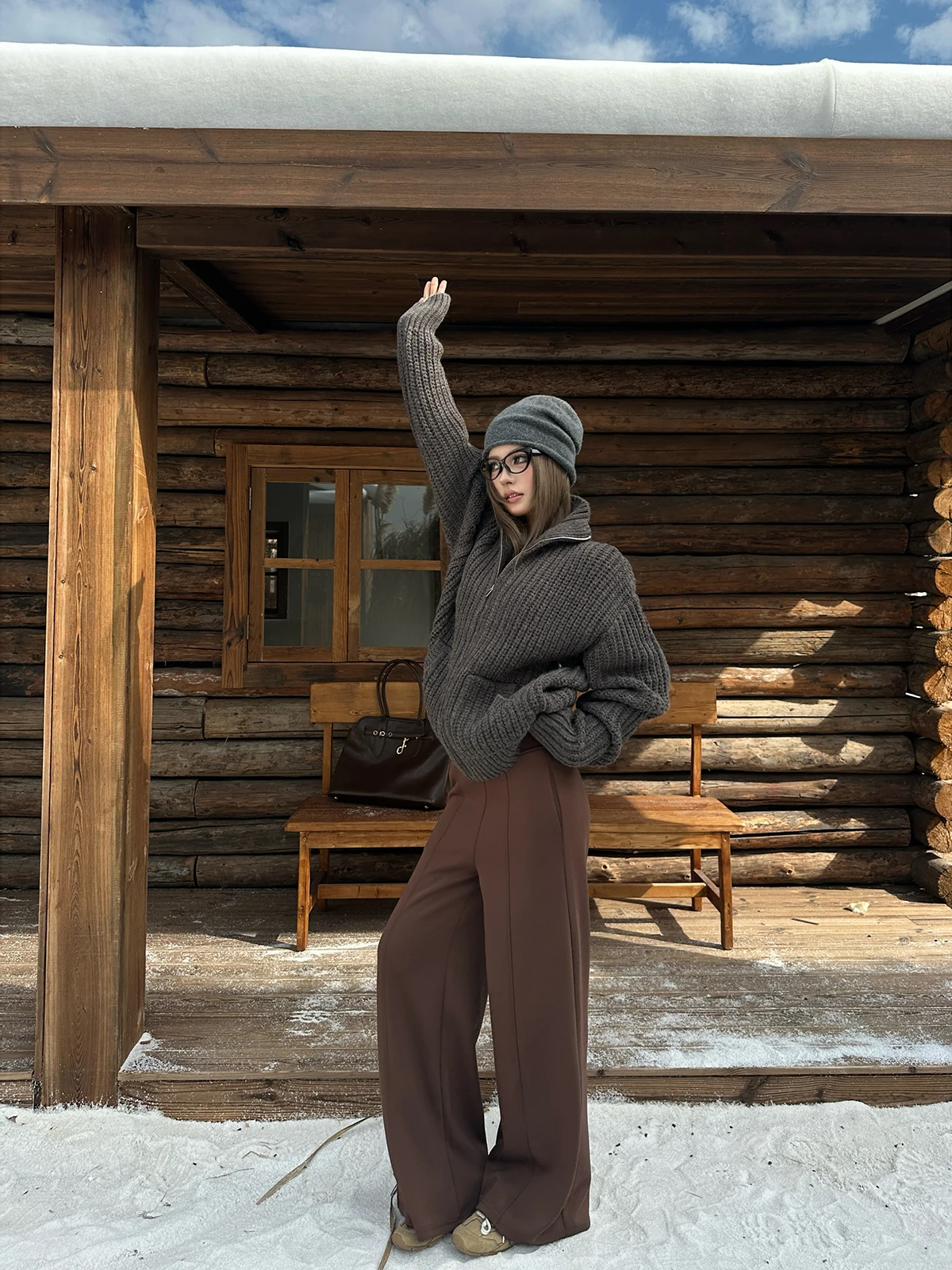 

Gogo Burn American Retro High Collar Zipper Knitted Sweater Coat Women Loose Casual Autumn Spring Outerwear Ladies Faion