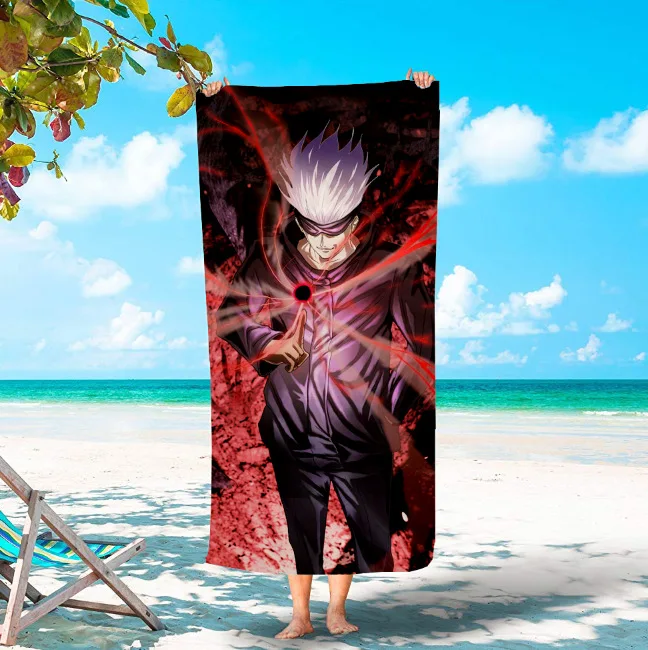 Jujutsu Kaisen Printed Microfiber Bath Beach Towel for Kids Boys 70*140cm Soft Water Absorbing Breathable Anime Swimming Travel