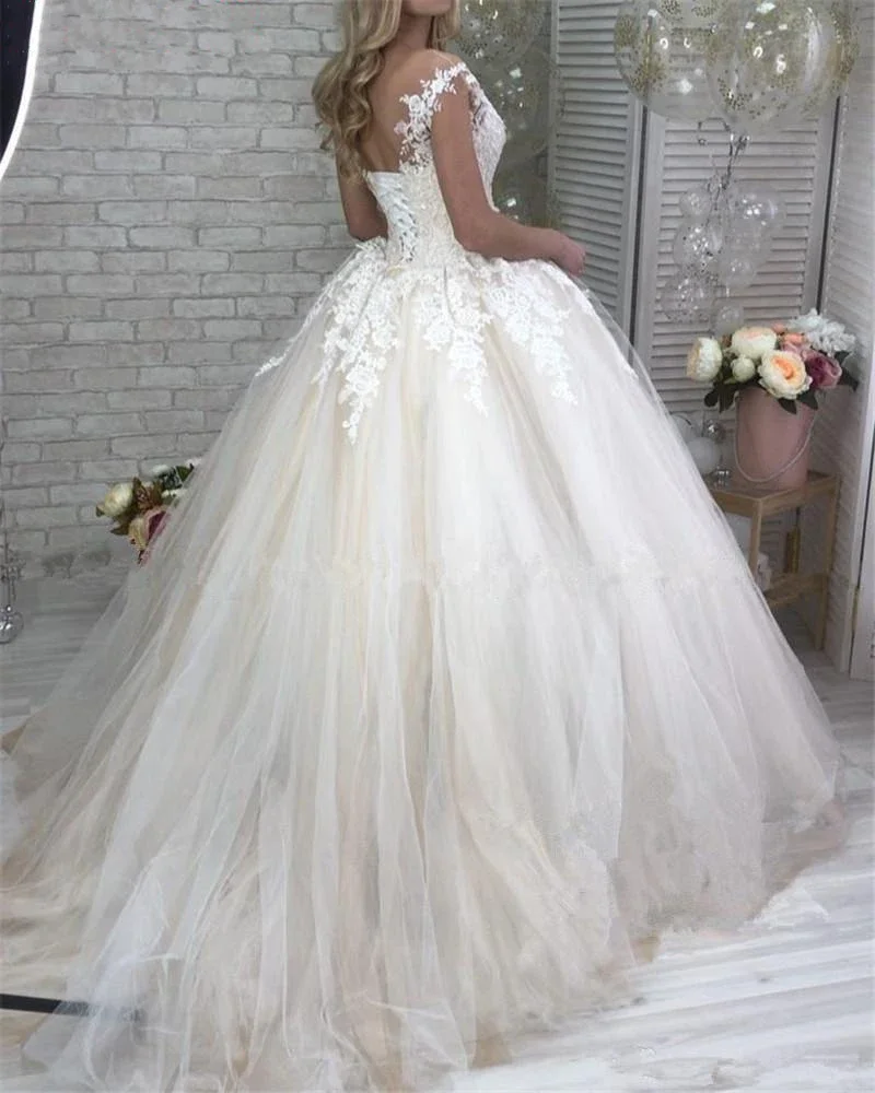 Wedding Dress Customer Made Color Bridal Gowns Tulle Deep V Neck Sleeveless Lace Wedding Dresses