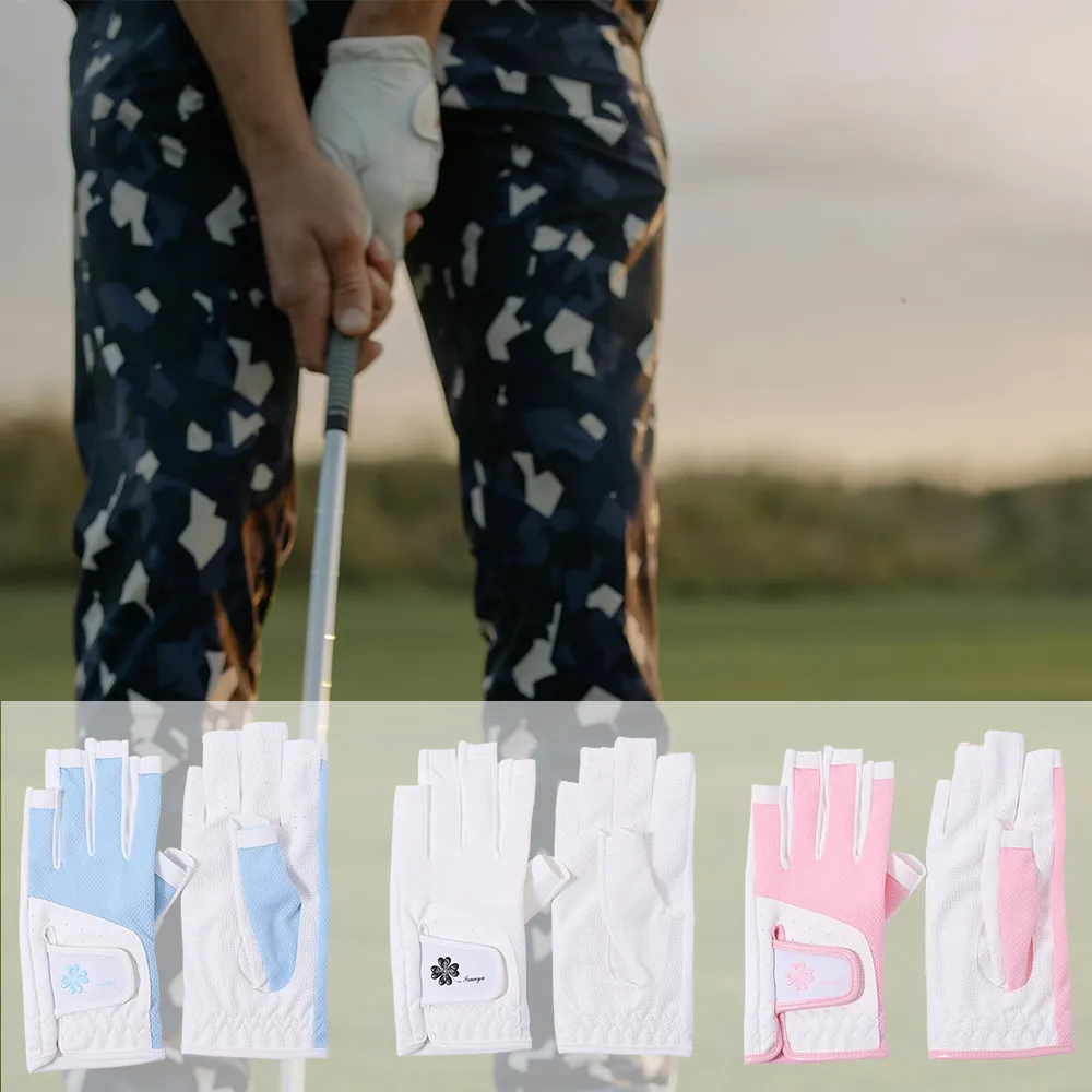 

Comfortable Women's Sport Gloves Fingerless Non-slip Ladies Golf Gloves Mesh Left Right Hand Fingerless Golf Gloves