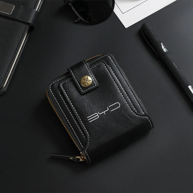 

Leather Prestige Car Men Wallet Credit Card Holder Mini RFID Wallet For BYD M6 G3 G6 G5 T3 F3 I3 F6 S6 S8 E5 E6 F0 Accessories