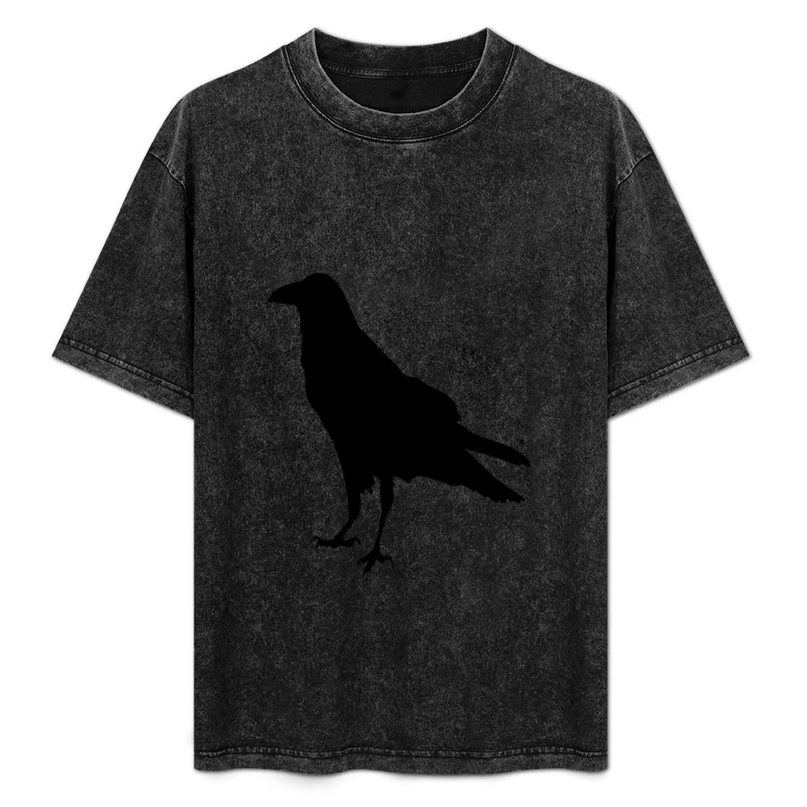 

Black Raven Silhouette Illustration Crow Artwork T-Shirt plus size tops anime t shirts t shirt men