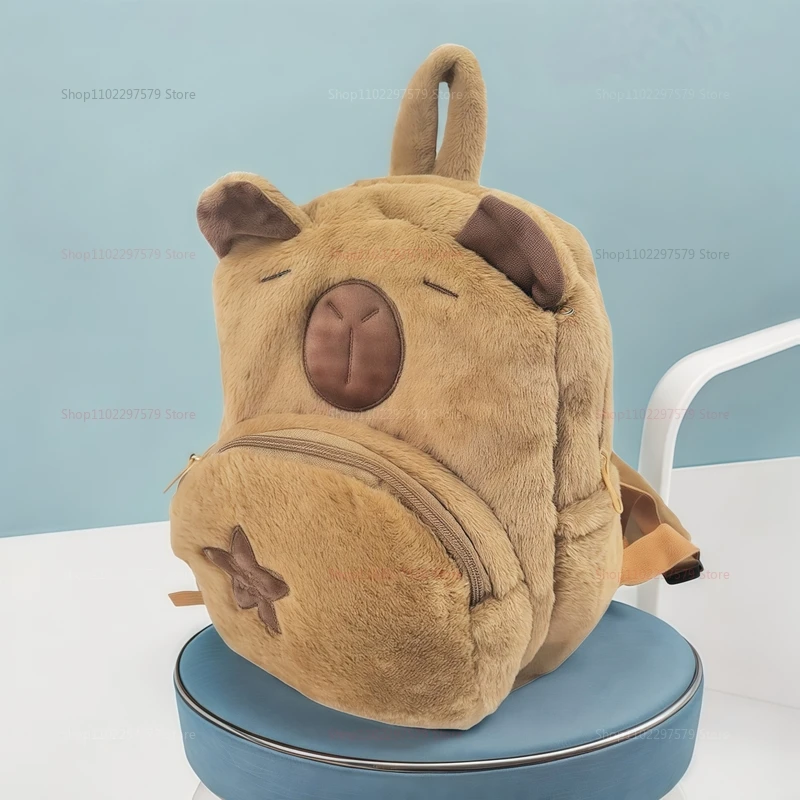 카피바라 플러시 백팩 귀여운 털 인형 숄더백 어린이 소녀 미니 배낭 선물 귀여운 동물 백팩 어린이 및 청소년용