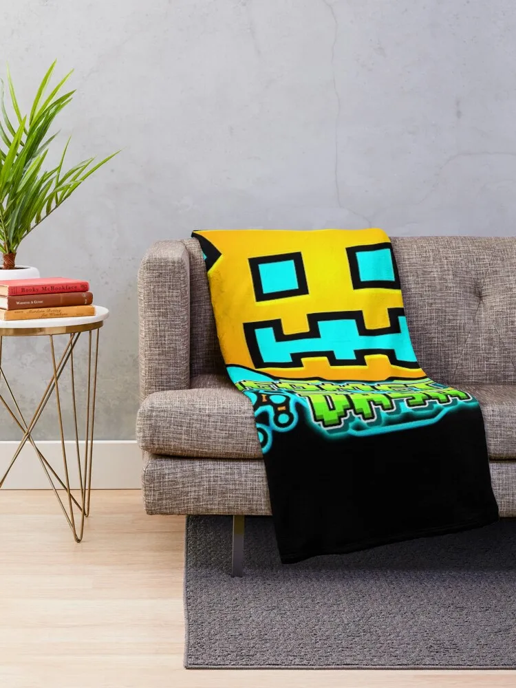 Geometry Dash Throw Blanket Bed warm for winter Shaggy Retros Blankets