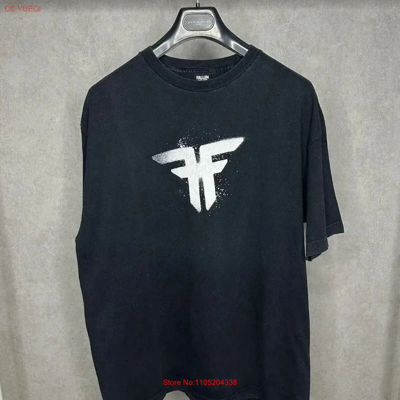 Vintage Fallen Skate marca camiseta tamaño XL para hombre negro Skateboarding 90s lavado ligeramente cómodo ropa de diseñador vintage