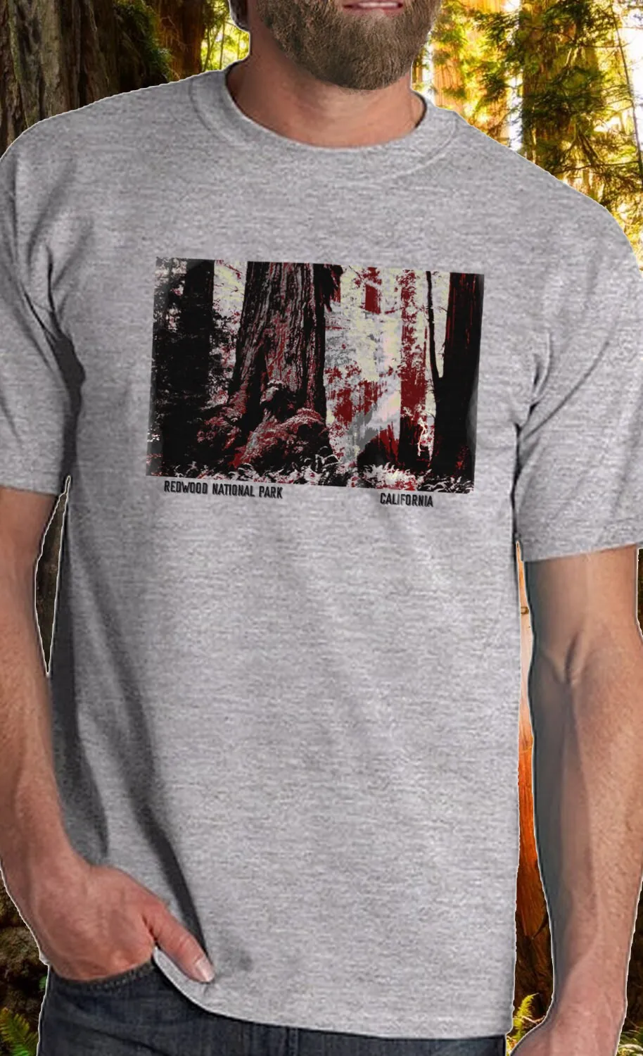 เสื้อยืดลายกราฟฟิกสำหรับเดินป่าตั้งแคมป์เสื้อยืดแคลิฟอร์เนียดีไซน์เสื้อผ้าเวลาเดินทางสำหรับวันหยุดพักผ่อนต้นไม้ขนาดยักษ์