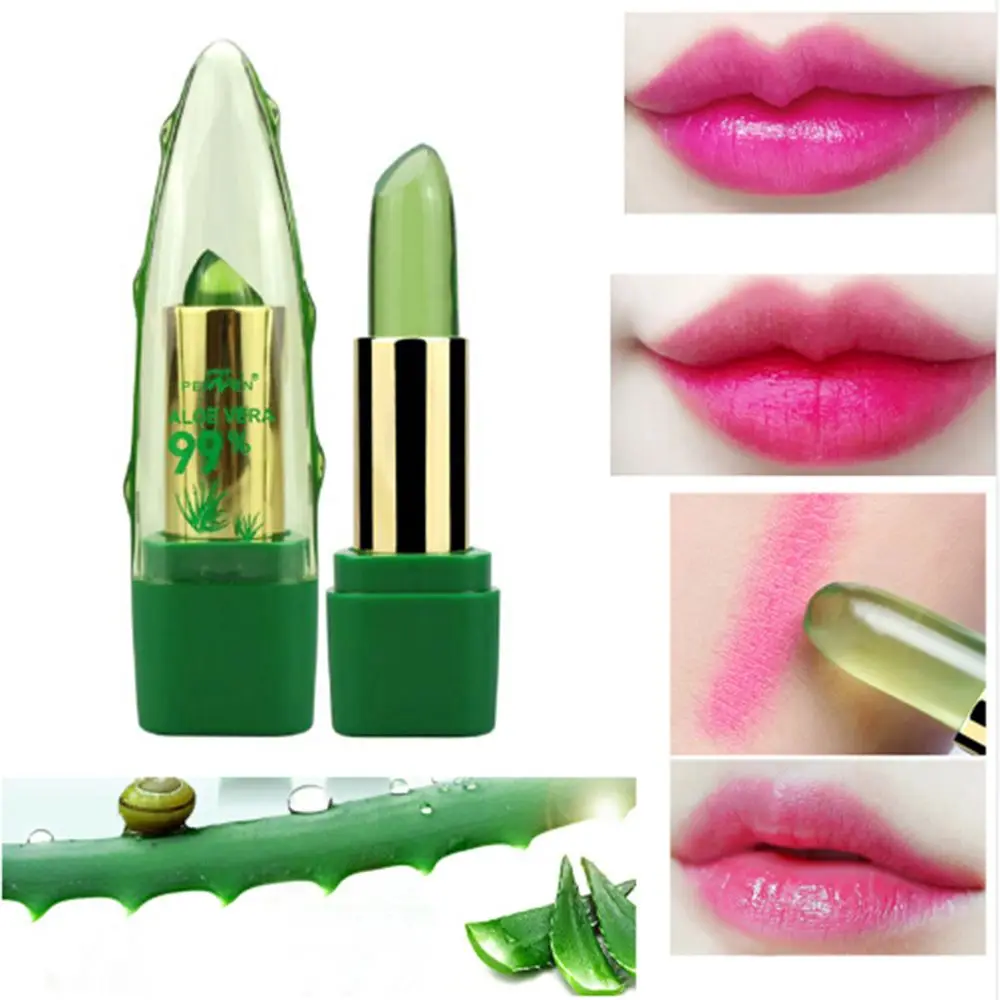Moisturizing Long Lasting Temperature Change 99% ALOE VERA Cosmetic Jelly Lipstick Lip Gloss Makeup Lip Tint