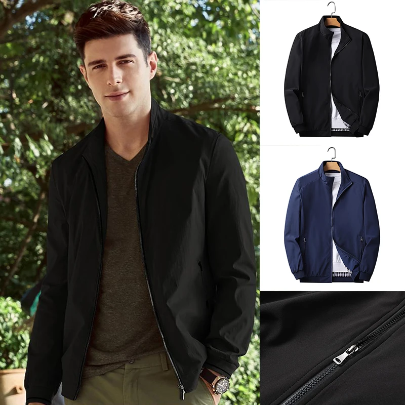 

Windproof jacket fashion casual stand collar jacket casual jacket spring and autumn new men's cool jacket men's tops