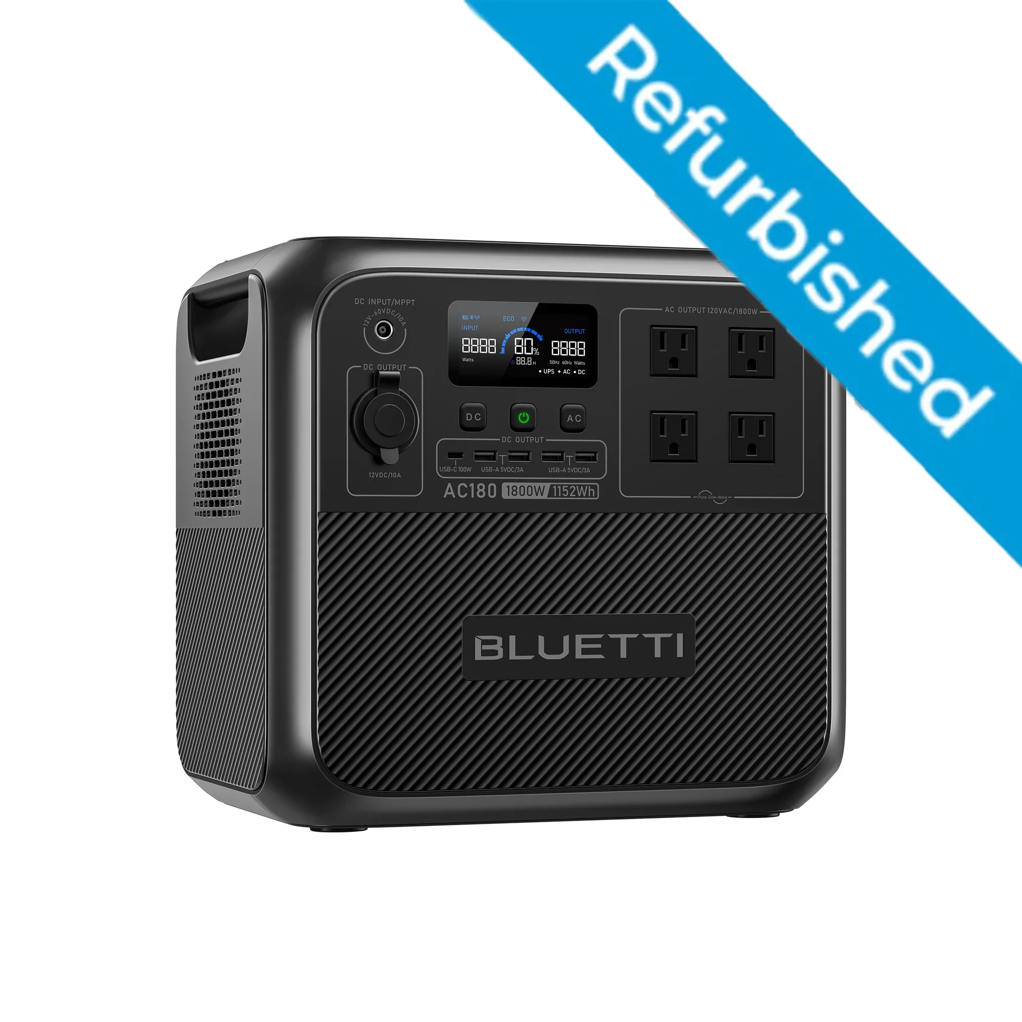 Bluetti เครื่องกำเนิดพลังงานแสงอาทิตย์ AC180 1800วัตต์แบบพกพา, ที่ได้รับการตกแต่งใหม่36Ah LiFePO4แอป Powerstation ชาร์จได้อย่างรวดเร็ว