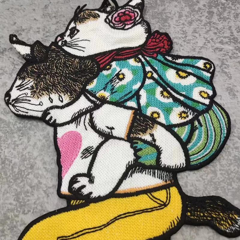 Cute Cat Mermaid Embroidered Patch, Cartoon Butterfly Rabbit Animal Fabric Stickers Sew-on T-Shirt Clothing Badges Accessories