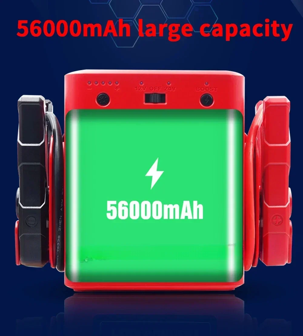 

Car Booster Portable Heavy Truck Tank for 56000mAh 12/24V Switchable Heavy Duty Battery Jump Starter 4000A Peak Current