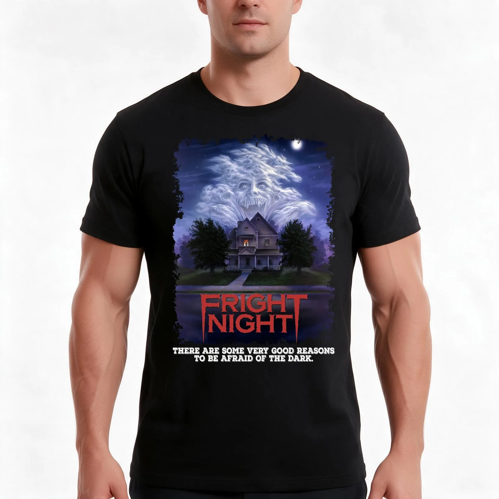 Horror Fright Night Halloween T-Shirt Summer Casual Cotton Tee Oversized Streetwear Tops Vintage Graphic Print 100% Cotton