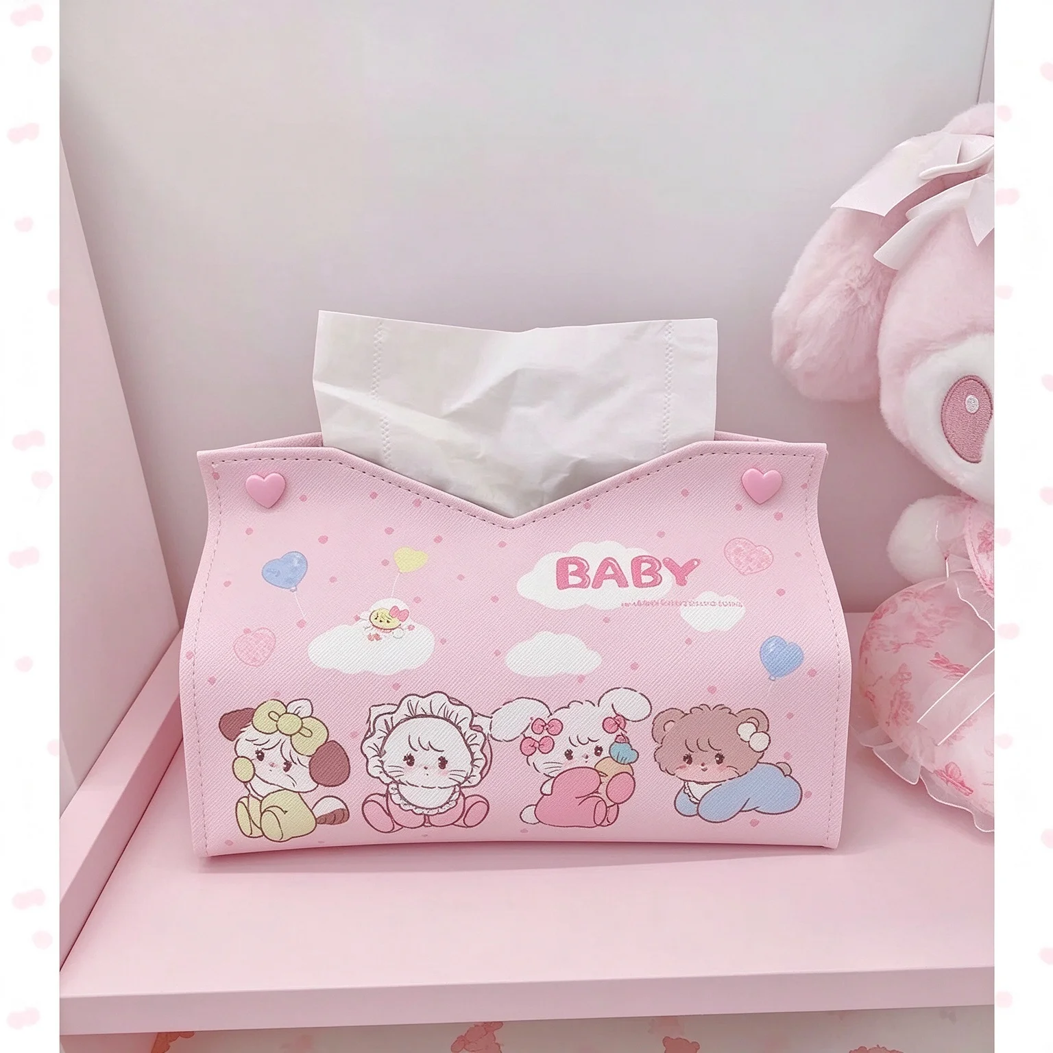 Cute Mikko Printed Tissue Box Napkin Holder Desktop Car Paper Towel Container Kawaii Home Living Room Decoration Gift - view 6