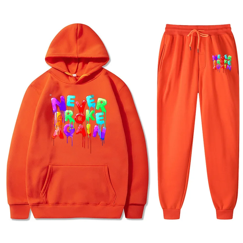 2025 outono/inverno conjunto de moletom masculino e feminino-letra impressão-multi-cor moda retro hip-hop conjunto de roupas esportivas
