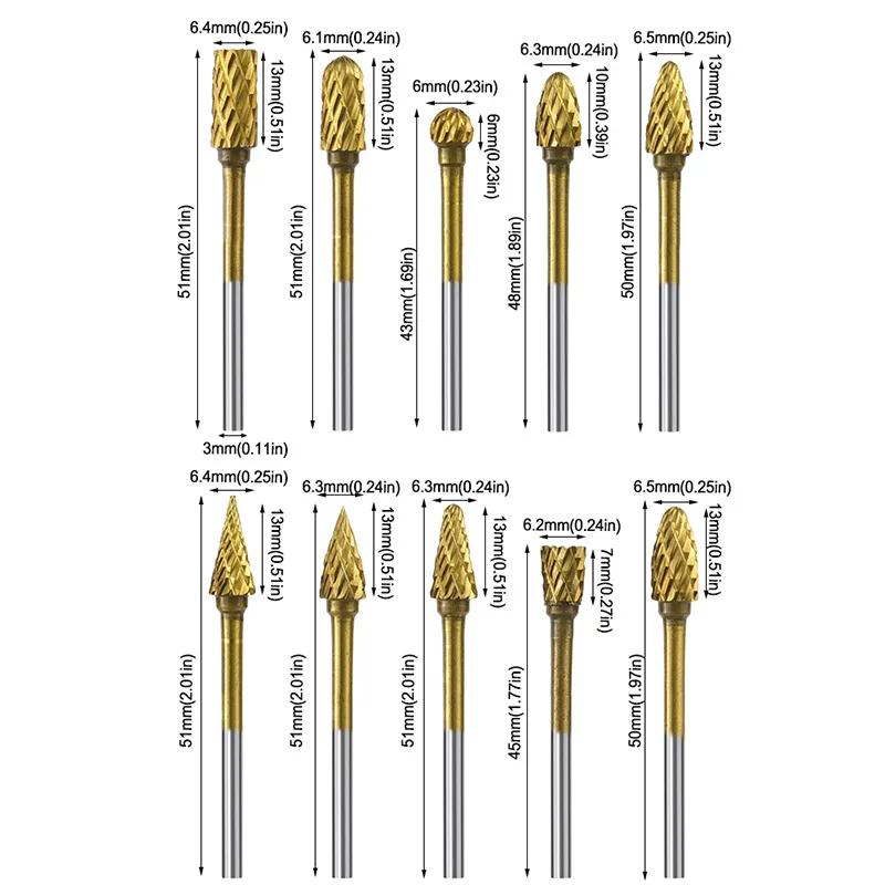 3x6mm rebarbas de carboneto de tungstênio rotativo morrer moedor bit escultura corte duplo metal diamante moagem ferramentas abrasivas